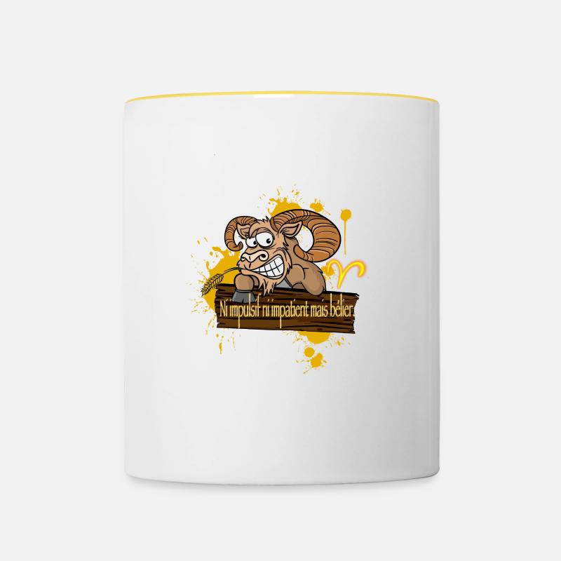 « Belier » - Mug contrasté - blanc/jaune