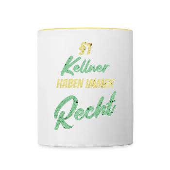 §1 Kellner haben immer Recht - Tasse zweifarbig - Weiß/Gelb - Vorne