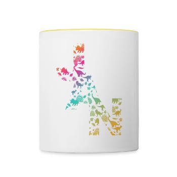 JAN - Beautiful boy name with dinosaur - Contrasting Mug - white/yellow - Front