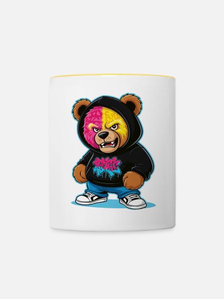 Grummelige Bär - Tasse zweifarbig - Weiß/Gelb