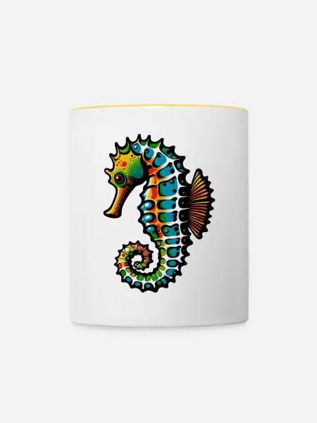 Seepferdchen - Tasse zweifarbig - Weiß/Gelb