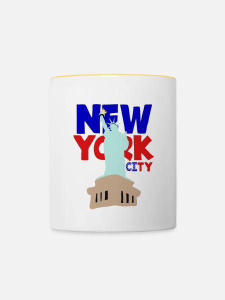Stadt New York - Tasse zweifarbig - Weiß/Gelb