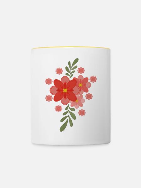 Frühlingsblumen - Tasse zweifarbig - Weiß/Gelb