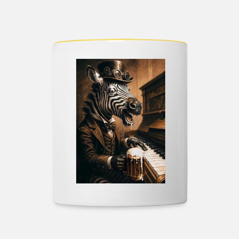 Zebra Pianist - Contrasting Mug - white/yellow