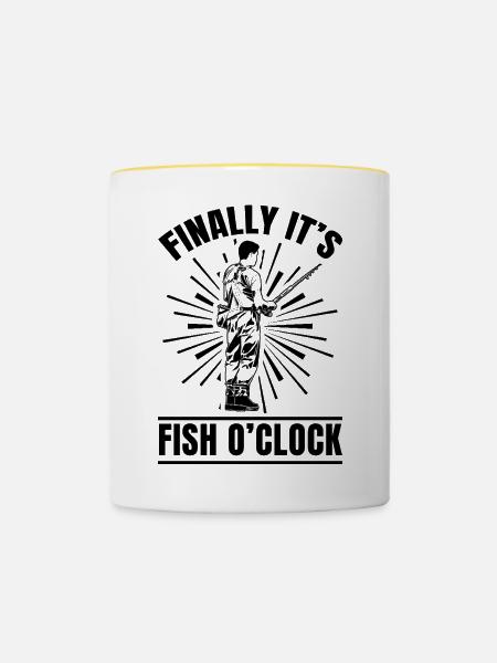 Finally It's Fish O'Clock - Tasse zweifarbig - Weiß/Gelb
