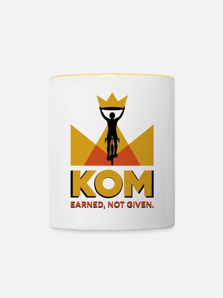 Radfahrer KOM Krone Logo Geschenk - Tasse zweifarbig - Weiß/Gelb