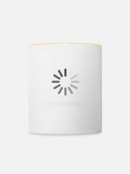i m thinking F - Tasse zweifarbig - Weiß/Gelb