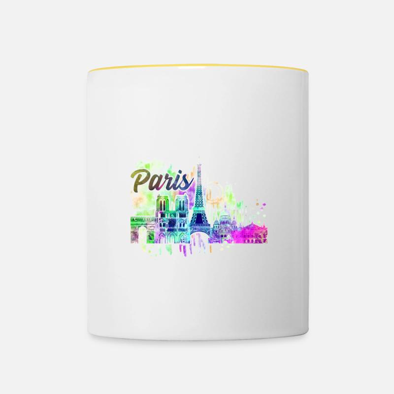 Paris 2 a - Mug contrasté - blanc/jaune