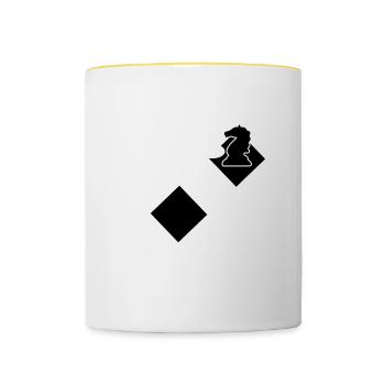 Funny chessboard chess pieces chess move - Contrasting Mug - white/yellow - Front