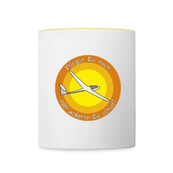 fliegst Du noch - Tasse zweifarbig - Weiß/Gelb - Vorne