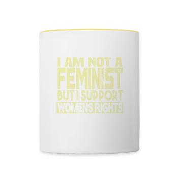 Supports women's rights - Contrasting Mug - white/yellow - Front