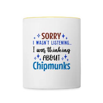 Thinking About Chipmunks Cute Forest Animal - Contrasting Mug - white/yellow - Front