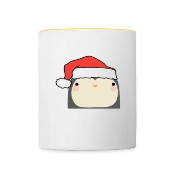 Weihnachten Pinguin - Tasse zweifarbig - Weiß/Gelb - Vorne