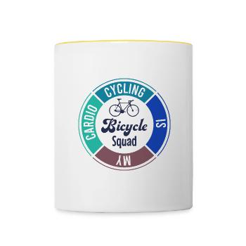 Cyclotourisme durable Bicycle Squad - Mug contrasté - blanc/jaune - Devant