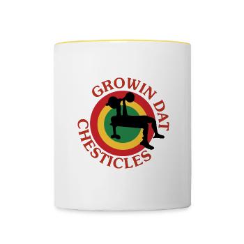 Growin Chesticles Ironic Benchpress Powerlifter - Tasse zweifarbig - Weiß/Gelb - Vorne
