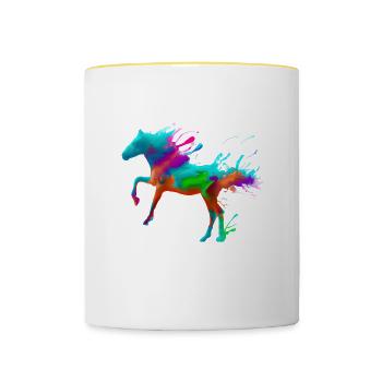 Cheval coloré - Mug contrasté - blanc/jaune - Devant