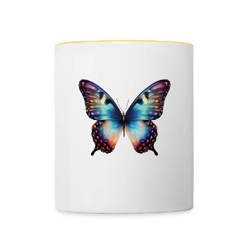 Papillon coloré dans toute sa splendeur - Mug contrasté - blanc/jaune - Devant
