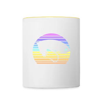 Vintage Fly Fishing Coucher de soleil - Mug contrasté - blanc/jaune - Devant
