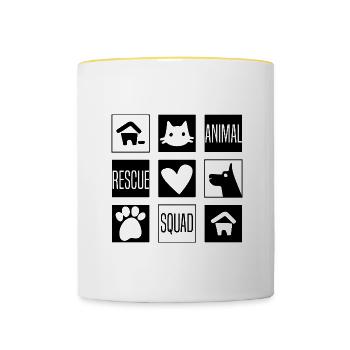 Sauvetage des animaux Sauver des chats Chiens Aide - Mug contrasté - blanc/jaune - Devant