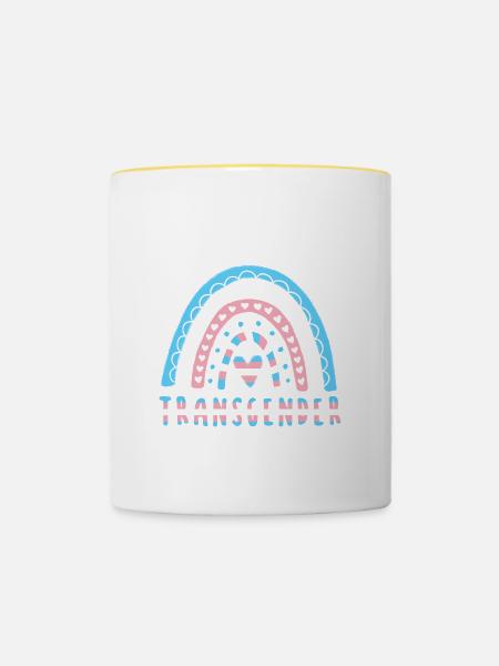 Trans Spruch Transgender Regenbogen - Tasse zweifarbig - Weiß/Gelb
