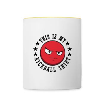 Kickball Training Ballsport Übung Hobbysport - Tasse zweifarbig - Weiß/Gelb - Vorne