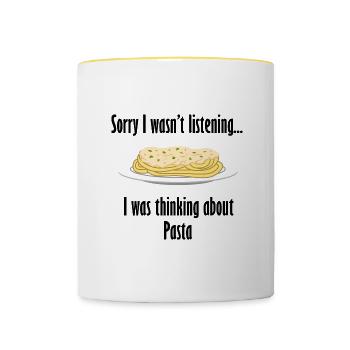 Eating Pasta Funny Saying Spaghetti Chef - Contrasting Mug - white/yellow - Front