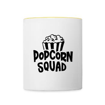 Popcorn Squad Filme Lustiges Sprichwort - Tasse zweifarbig - Weiß/Gelb - Vorne