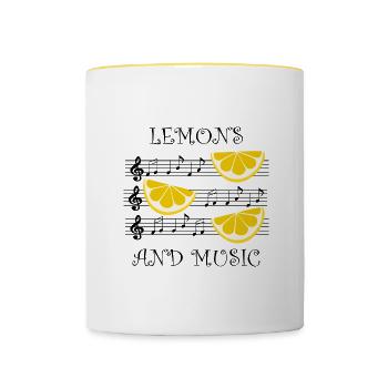 Musician Clef Music Notes Lemons Lemonade - Contrasting Mug - white/yellow - Front