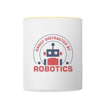 Distrait par la robotique : une ingénierie - Mug contrasté - blanc/jaune - Devant