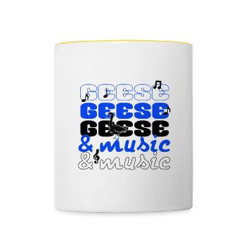 Waddling Geese Music Notes Musician Goose - Contrasting Mug - white/yellow - Front