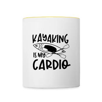 Kayaking as Cardio Paddling Water Sports - Contrasting Mug - white/yellow - Front