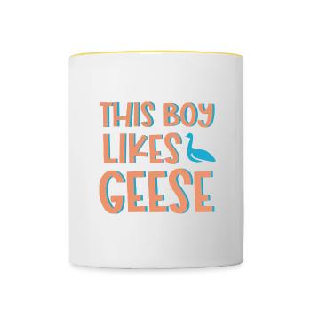 Wildlife Geese Bird Cute Goose Nature - Contrasting Mug - white/yellow - Front