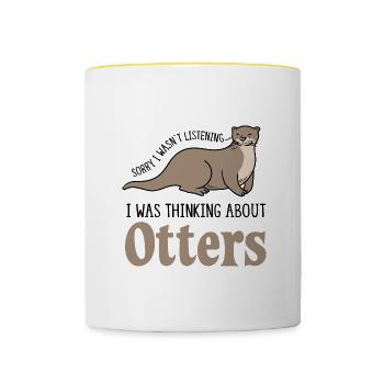 Ich denke an süße Otter Sea Otter Nature - Tasse zweifarbig - Weiß/Gelb - Vorne