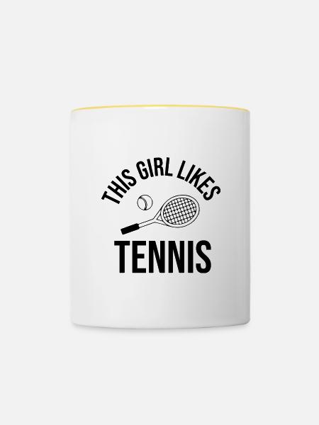 Mädchen mag Tennis Hobby Sport Tennisspieler - Tasse zweifarbig - Weiß/Gelb