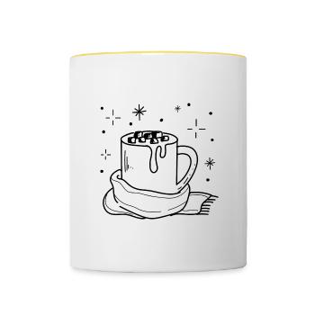 Chocolat chaud Nature Snow Cosy Winter Days - Mug contrasté - blanc/jaune - Devant