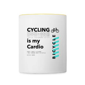 Cycling as Cardio Bicycle Mobility Nature - Contrasting Mug - white/yellow - Front