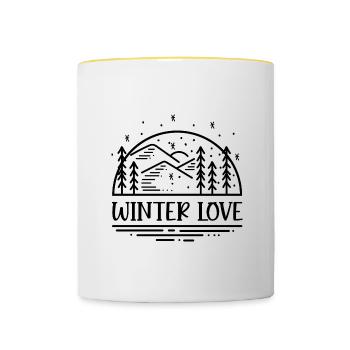 Winter Love Cozy Nature Snow Tea Reading - Contrasting Mug - white/yellow - Front