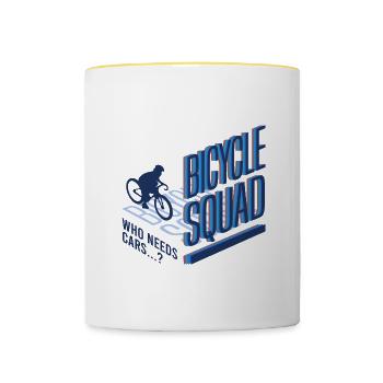 Bicyclette, cardio-mobilité, cyclisme durable - Mug contrasté - blanc/jaune - Devant