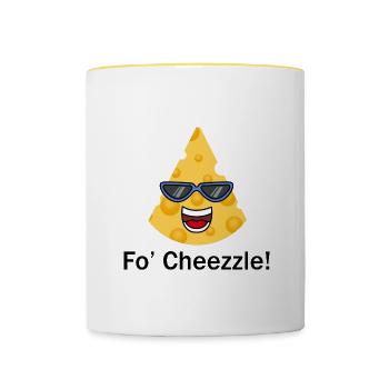 Cheezle Funny Saying Food Cheese Eating - Contrasting Mug - white/yellow - Front