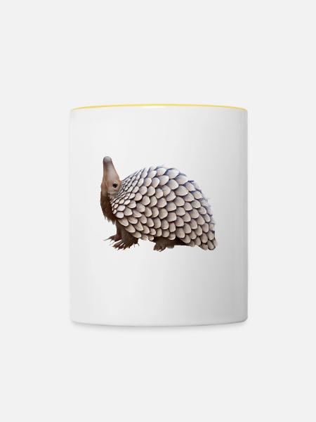 Niedliches Pangolin-Design - Tasse zweifarbig - Weiß/Gelb