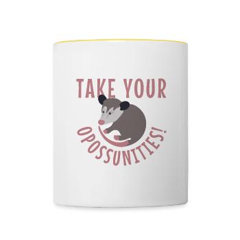 Saisissez vos opportunités Cute Possum Ironic - Mug contrasté - blanc/jaune - Devant
