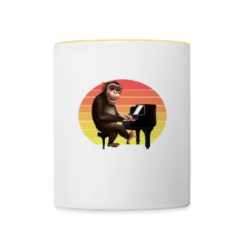 Monkey at the piano - Contrasting Mug - white/yellow - Front