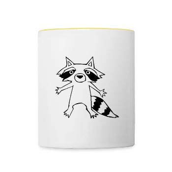 Netter Waschbär Wildtiere Tier Natur Wildnis - Tasse zweifarbig - Weiß/Gelb - Vorne