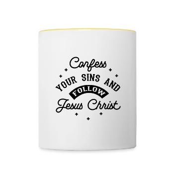 Folgen Sie Jesus Christus Bibelstudium Glaube Gott - Tasse zweifarbig - Weiß/Gelb - Vorne