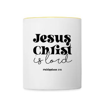 Jésus Christ Seigneur, verset de la Bible, - Mug contrasté - blanc/jaune - Devant