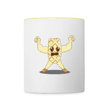 Muscles d'haltérophilie Waffle Gym - Mug contrasté - blanc/jaune - Devant