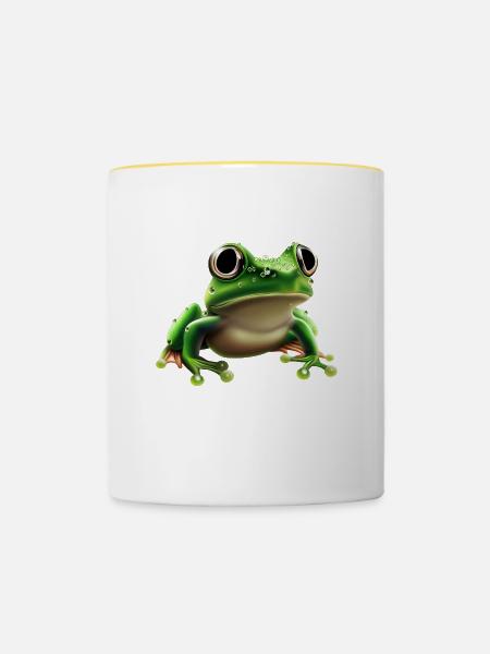 Regenfrosch Wassertropfen Frosch - Tasse zweifarbig - Weiß/Gelb
