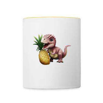 A sweet pineapple for the little dinosaur - Contrasting Mug - white/yellow - Front