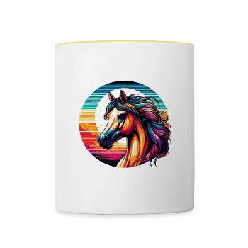 Arabische Pferdekunst - Tasse zweifarbig - Weiß/Gelb - Vorne