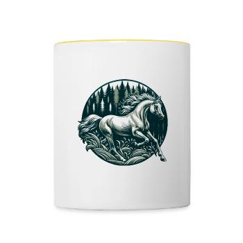 Art du cheval arabe - Mug contrasté - blanc/jaune - Devant